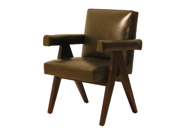 Jeanneret with leather arms
